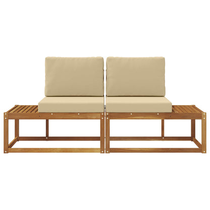 Buiten Eind Sofa 2 Stuk Natuurlijk en Beige Massief Acaciahout