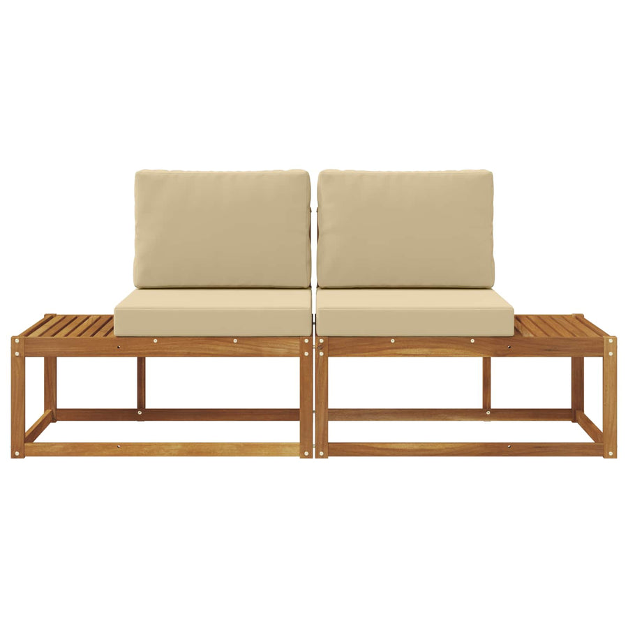 Buiten Eind Sofa 2 Stuk Natuurlijk en Beige Massief Acaciahout