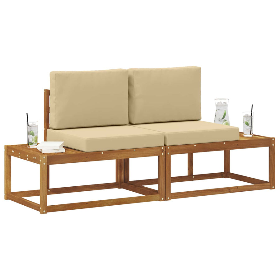 Buiten Eind Sofa 2 Stuk Natuurlijk en Beige Massief Acaciahout