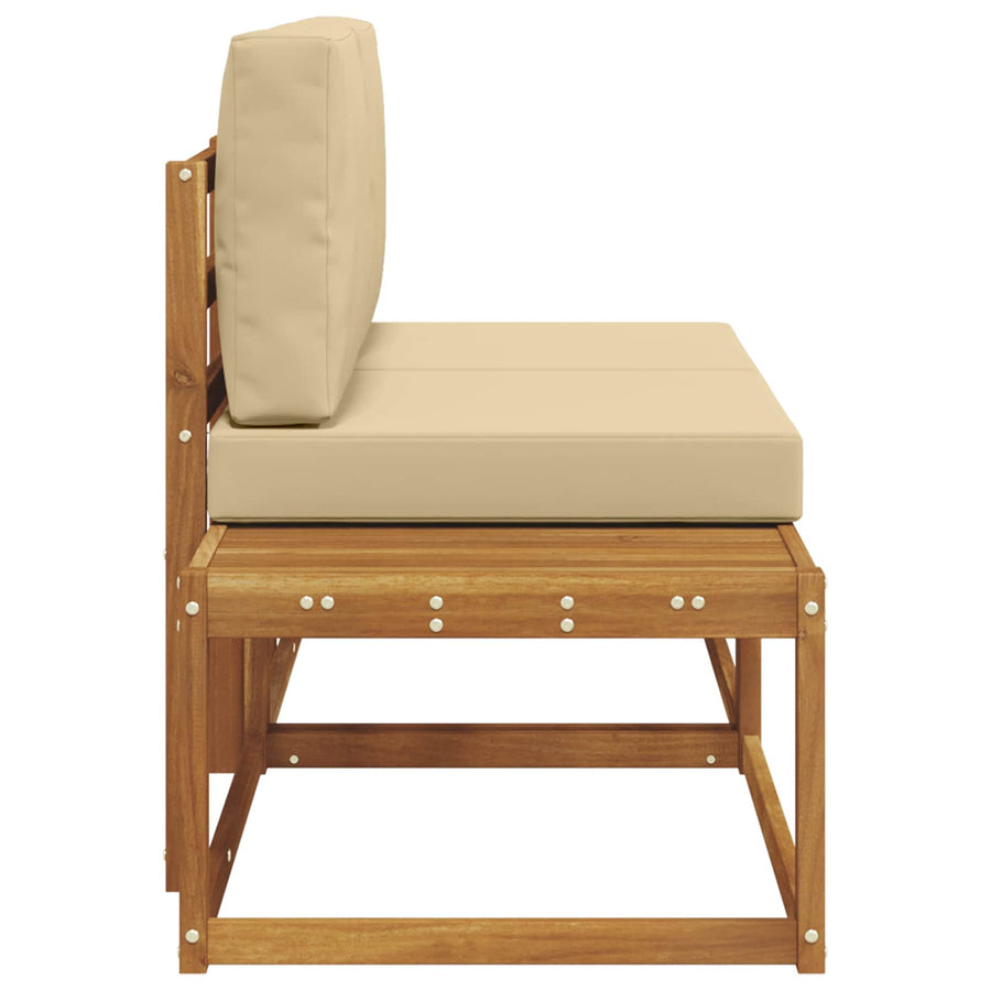 Buiten Eind Sofa 2 Stuk Natuurlijk en Beige Massief Acaciahout