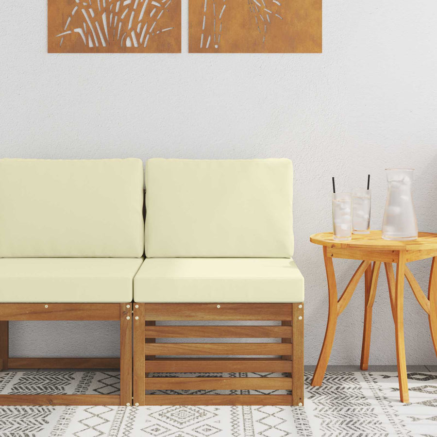Buiten Midden Sofa Massief Acaciahout Naturel Natuurlijk en crème