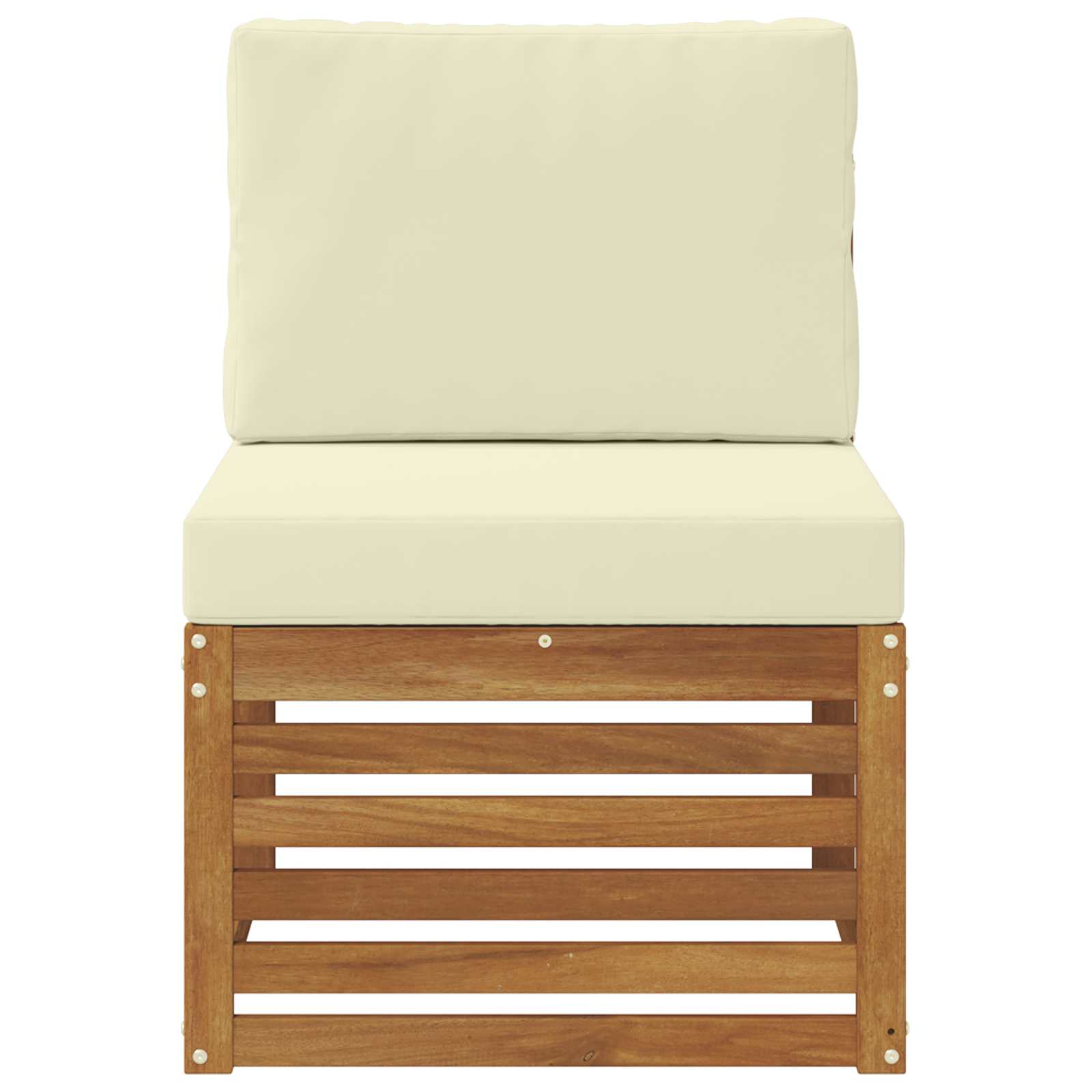 Buiten Midden Sofa Massief Acaciahout Naturel Natuurlijk en crème
