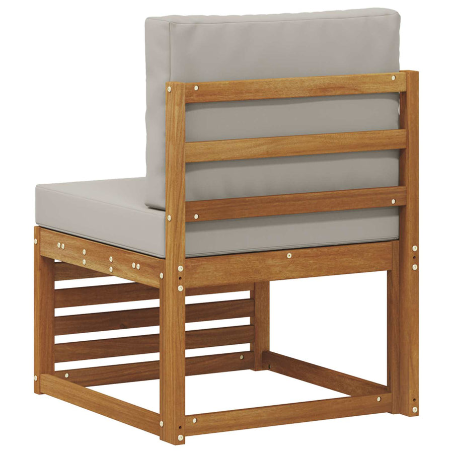 Buiten Midden Sofa Massief Acaciahout Naturel Natuurlijk en lichtgrijs