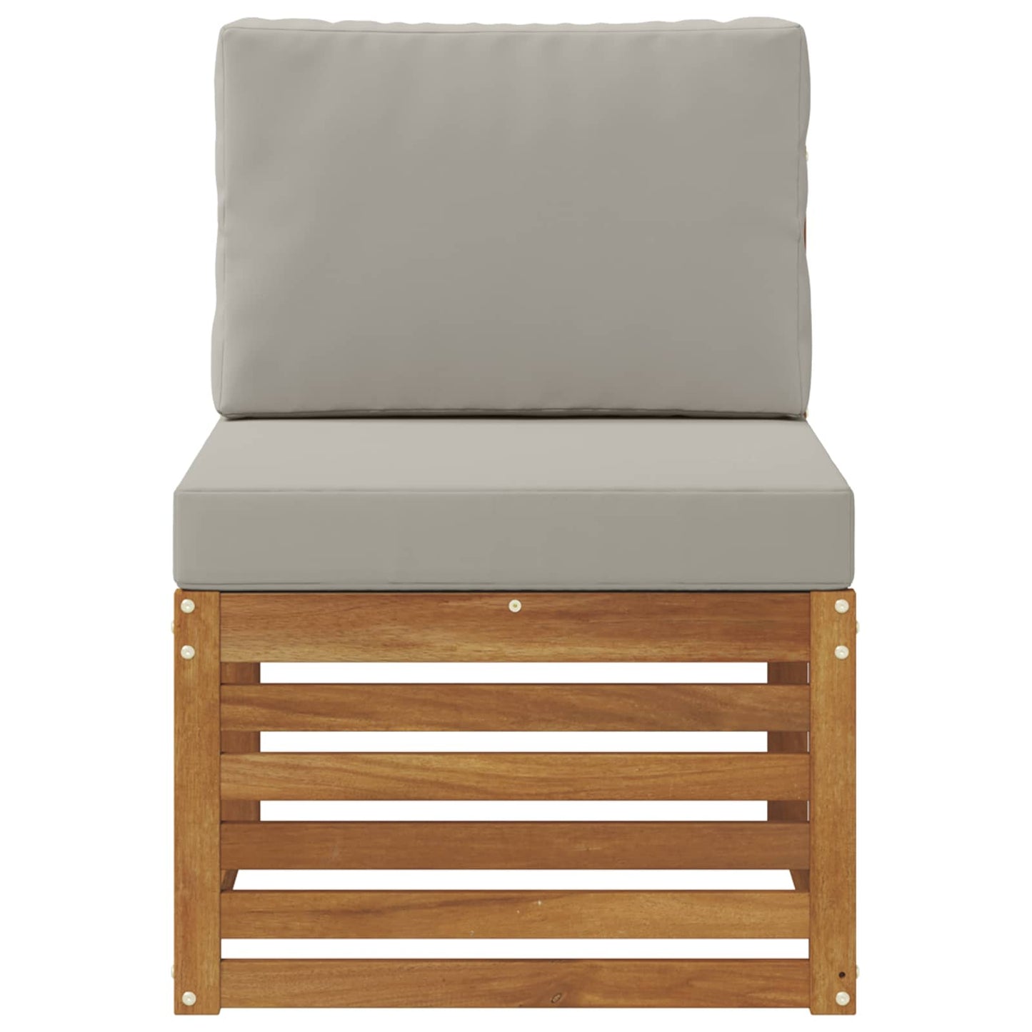 Buiten Midden Sofa Massief Acaciahout Naturel Natuurlijk en lichtgrijs