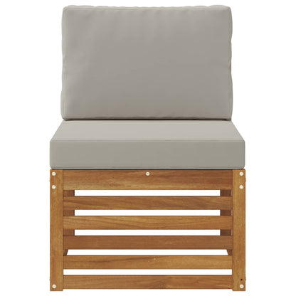 Buiten Midden Sofa Massief Acaciahout Naturel Natuurlijk en lichtgrijs