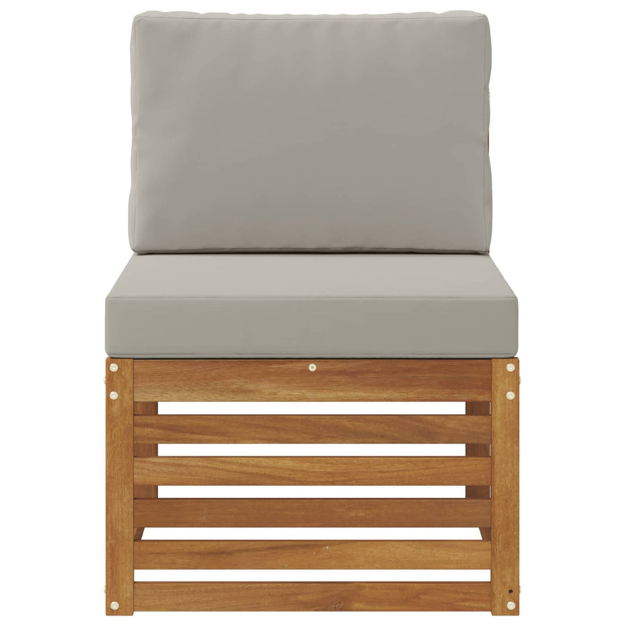 Buiten Midden Sofa Massief Acaciahout Naturel Natuurlijk en lichtgrijs