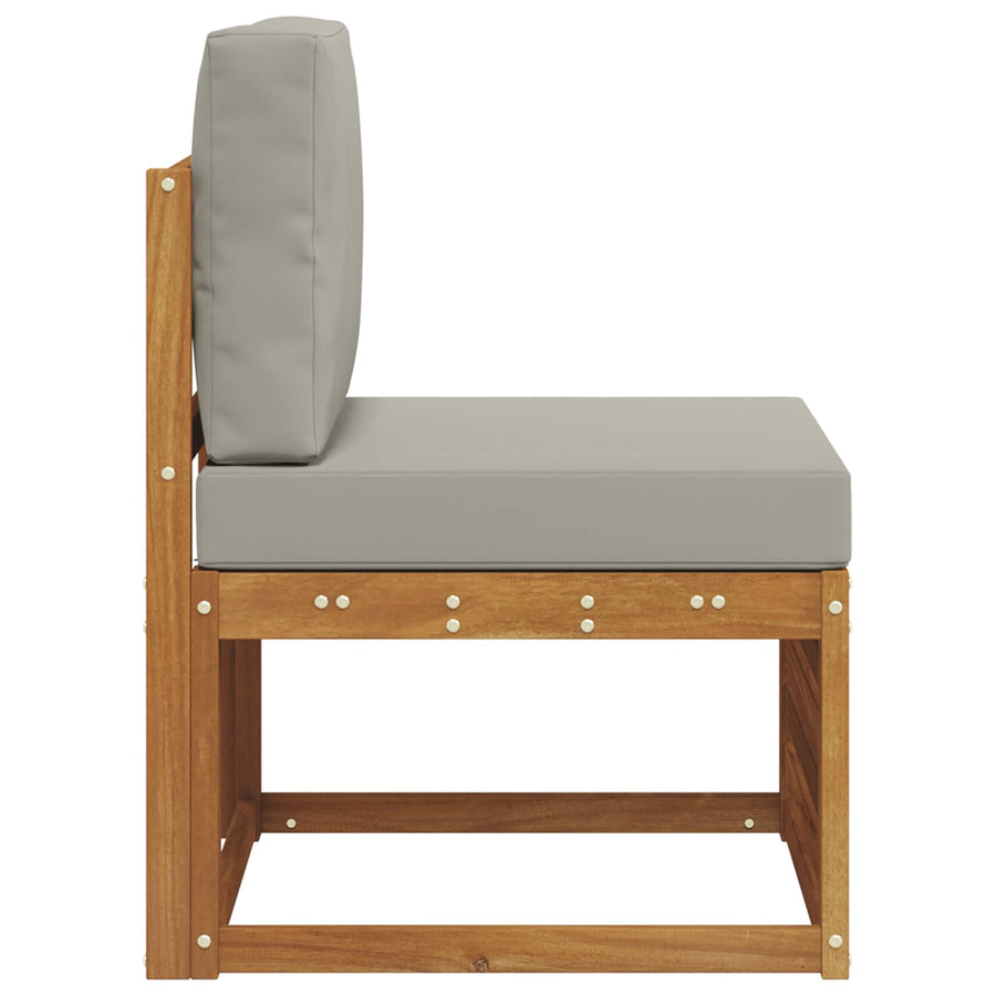 Buiten Midden Sofa Massief Acaciahout Naturel Natuurlijk en lichtgrijs