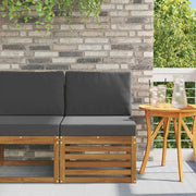 Midden sofa massief acaciahout naturel antraciet kussen