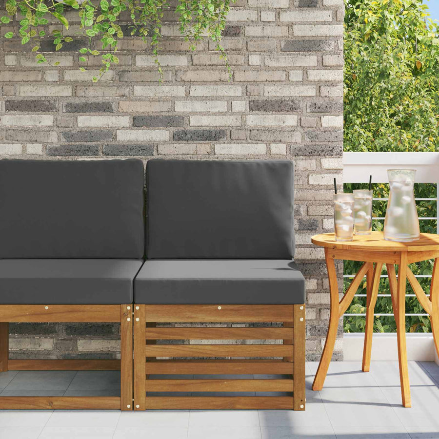 Buiten Midden Sofa Massief Acaciahout Naturel Natuurlijk en antraciet