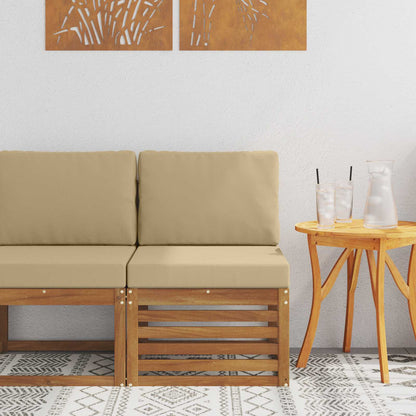 Buiten Midden Sofa Massief Acaciahout Naturel Natuurlijk en beige