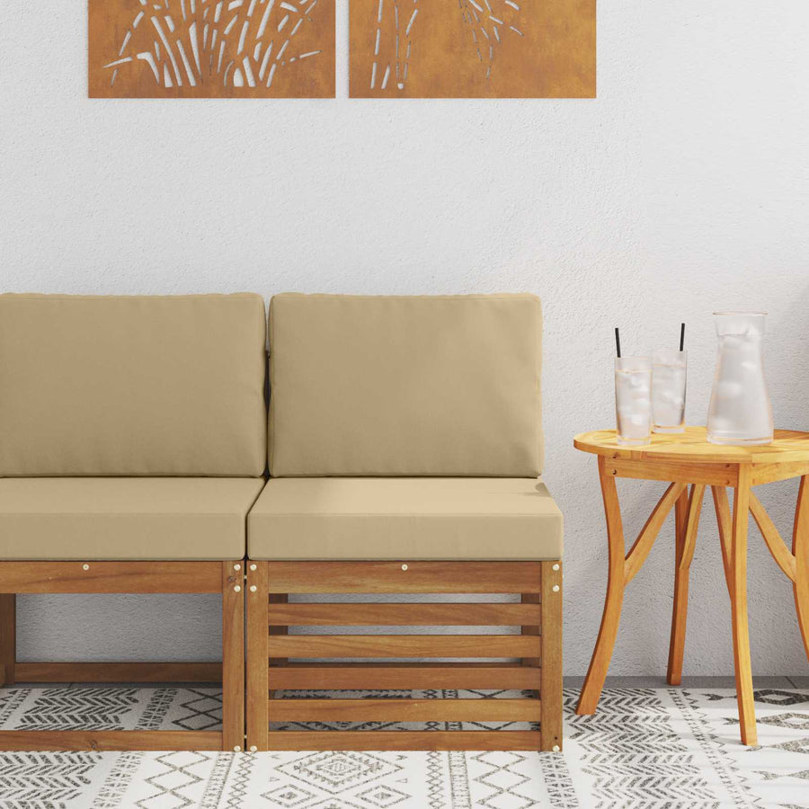 Buiten Midden Sofa Massief Acaciahout Naturel Natuurlijk en beige