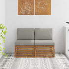 2 Piece Outdoor Middle Sofa Solid Acacia Wood Natural Natural and Light Gray