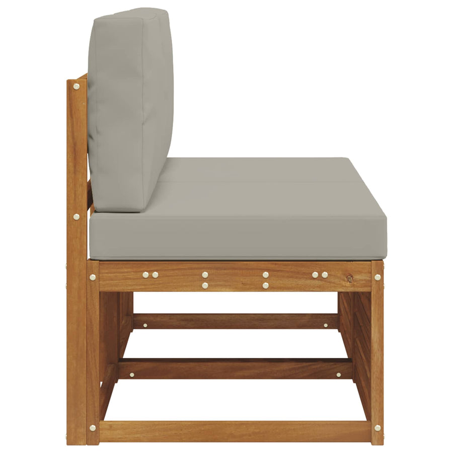 2 Stuk Buiten Midden Sofa Massief Acaciahout Naturel Natuurlijk en lichtgrijs