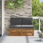Modulaire tuinbank 2x midden sofa massief acaciahout naturel antraciet