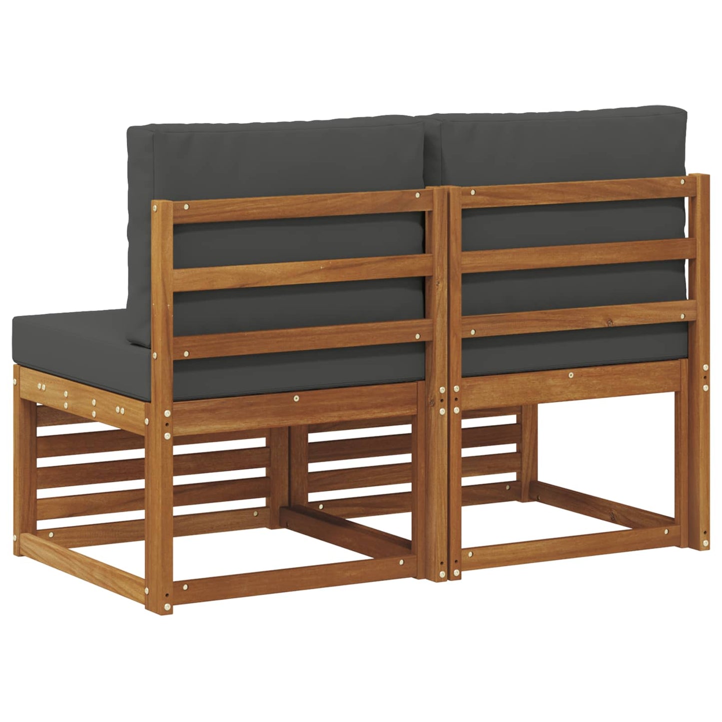 2 Stuk Buiten Midden Sofa Massief Acaciahout Naturel Natuurlijk en antraciet
