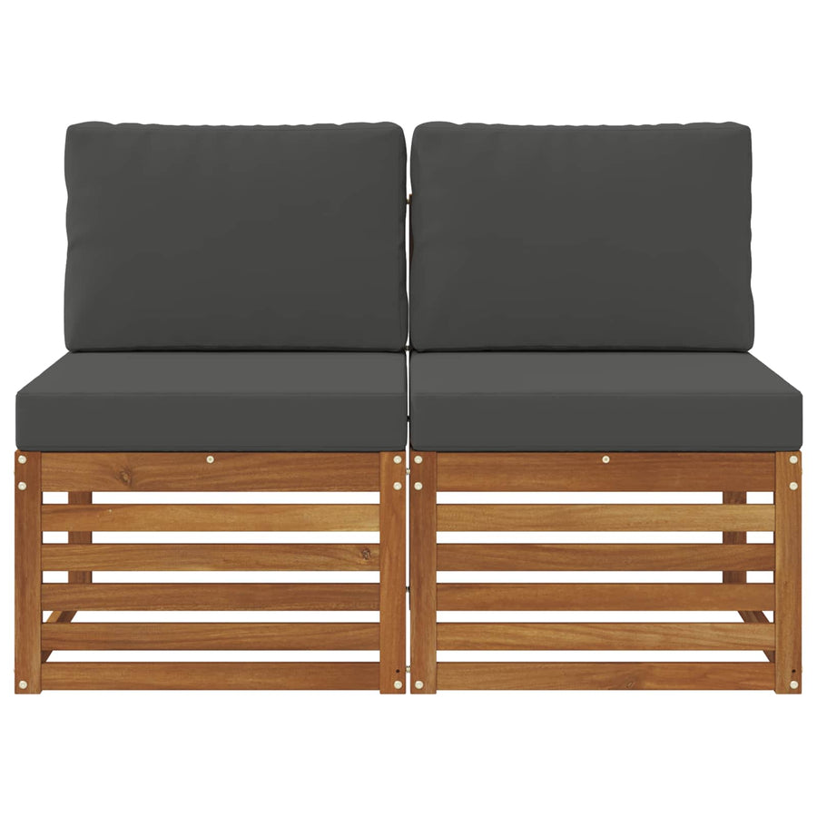 2 Stuk Buiten Midden Sofa Massief Acaciahout Naturel Natuurlijk en antraciet