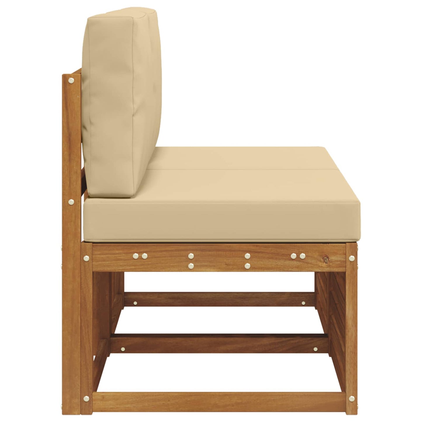 2 Stuk Buiten Midden Sofa Massief Acaciahout Naturel Natuurlijk en beige