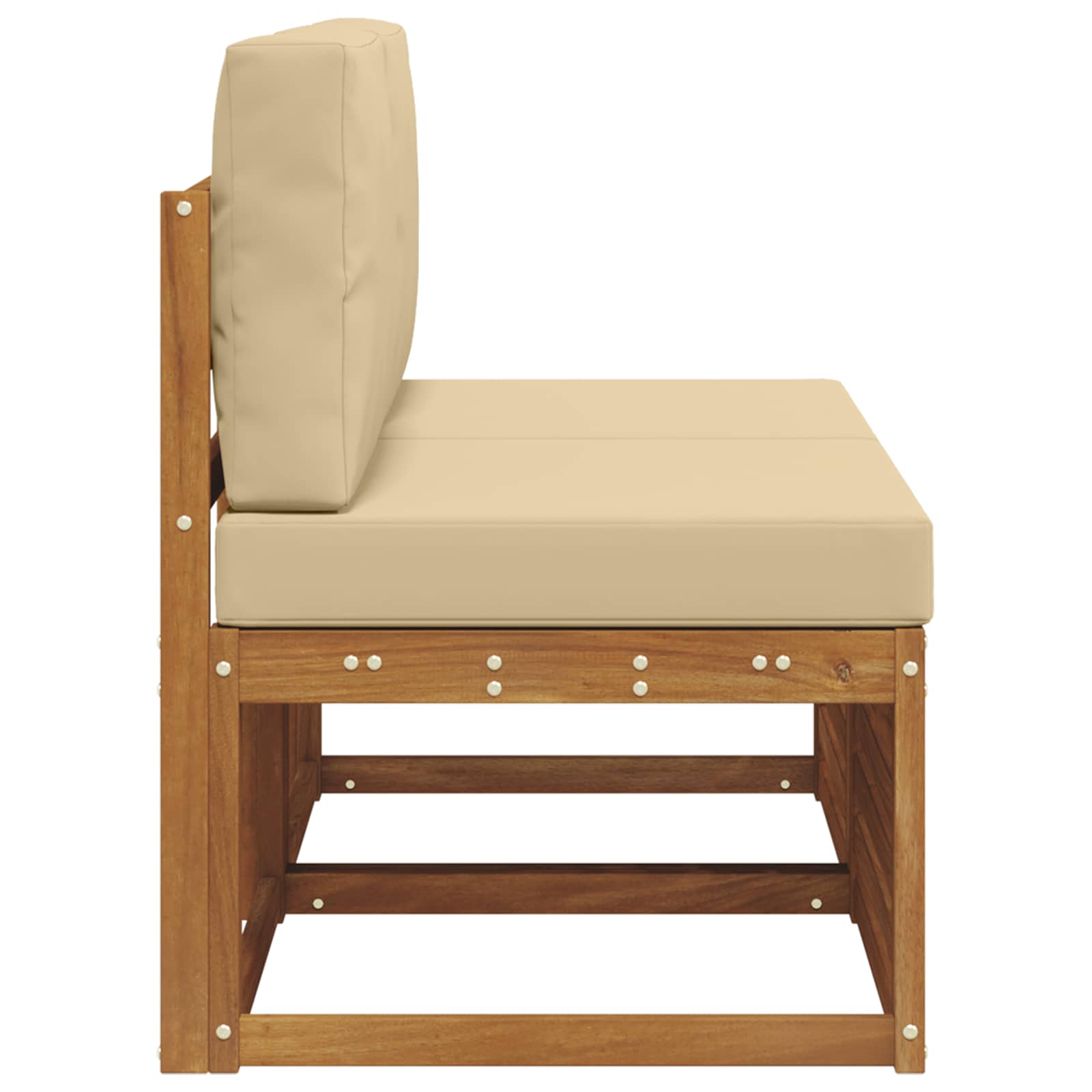 2 Stuk Buiten Midden Sofa Massief Acaciahout Naturel Natuurlijk en beige
