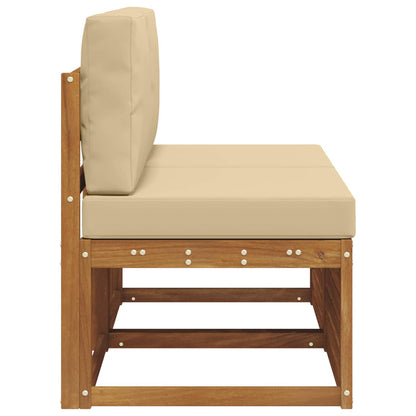 2 Stuk Buiten Midden Sofa Massief Acaciahout Naturel Natuurlijk en beige