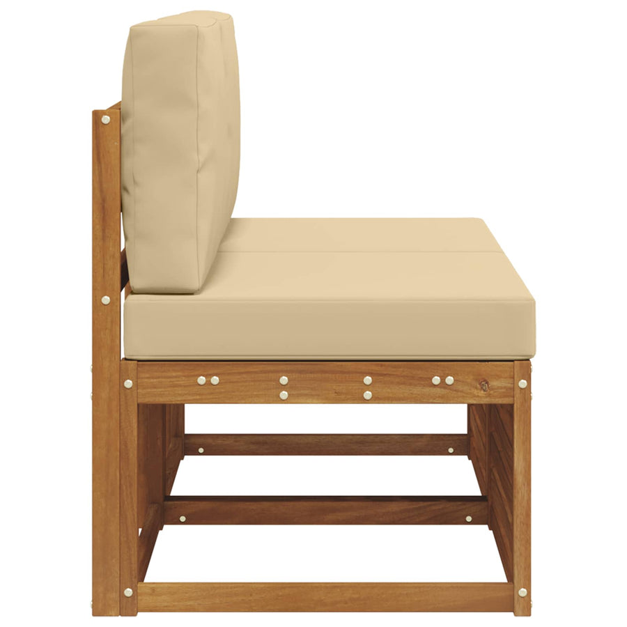 2 Stuk Buiten Midden Sofa Massief Acaciahout Naturel Natuurlijk en beige