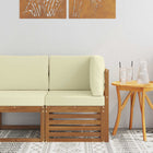 Outdoor Corner Sofa Solid Acacia Wood Natural and Cream