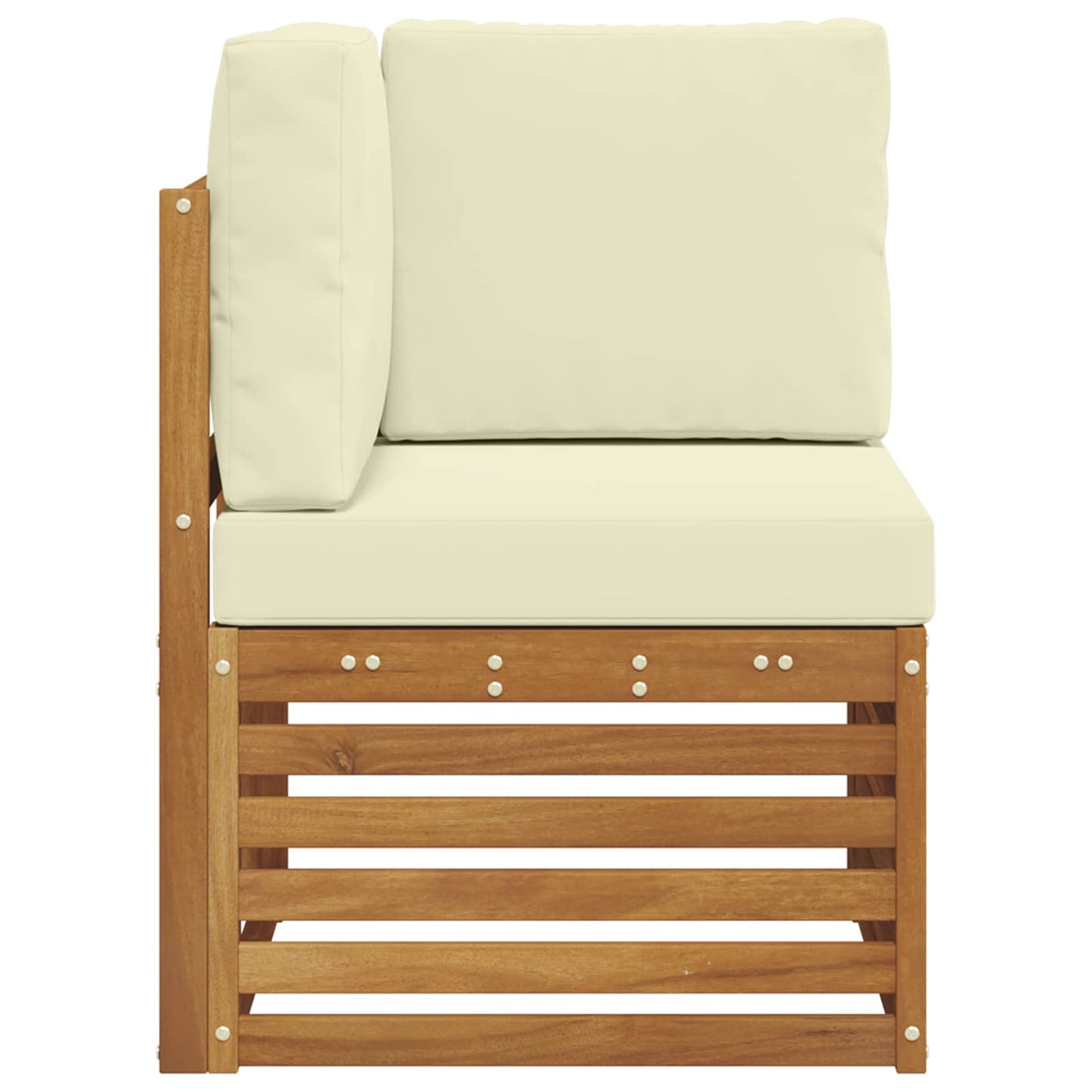 Buiten Hoek Sofa Massief Acaciahout Naturel Natuurlijk en crème