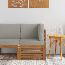 Buiten Hoek Sofa Massief Acaciahout Naturel Natuurlijk en lichtgrijs
