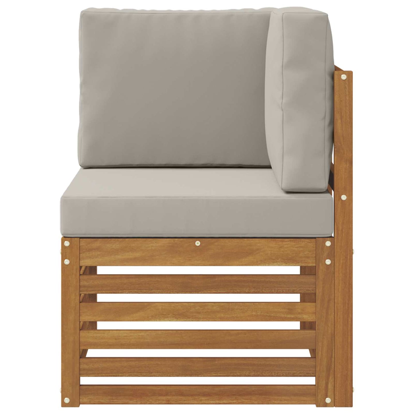 Buiten Hoek Sofa Massief Acaciahout Naturel Natuurlijk en lichtgrijs