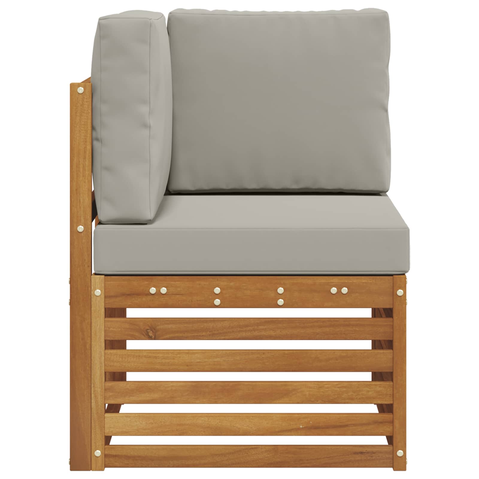 Buiten Hoek Sofa Massief Acaciahout Naturel Natuurlijk en lichtgrijs