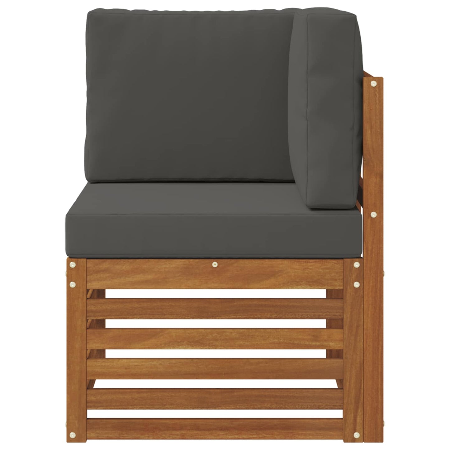 Buiten Hoek Sofa Massief Acaciahout Naturel Natuurlijk en antraciet