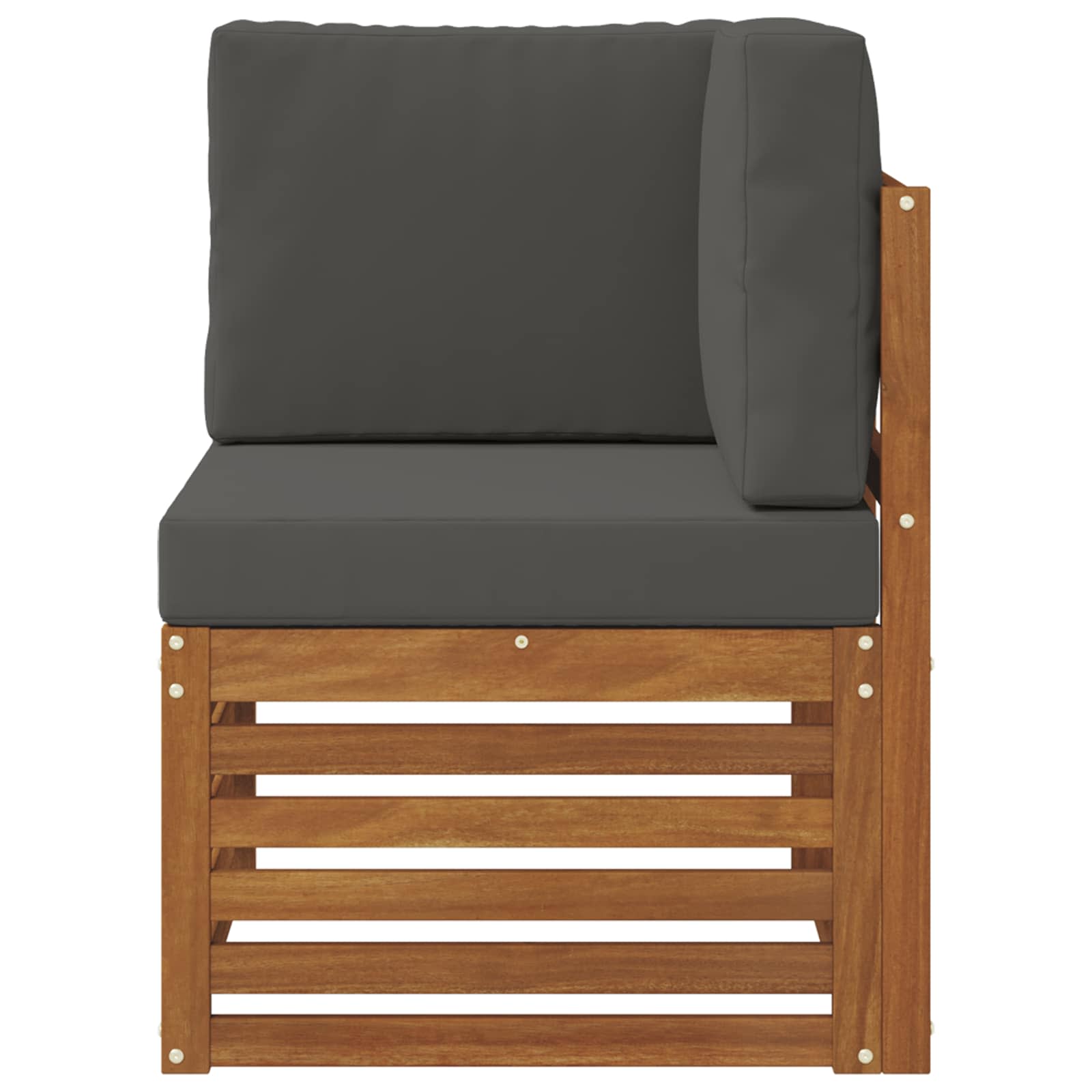 Buiten Hoek Sofa Massief Acaciahout Naturel Natuurlijk en antraciet