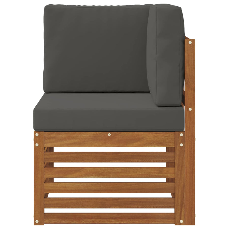 Buiten Hoek Sofa Massief Acaciahout Naturel Natuurlijk en antraciet