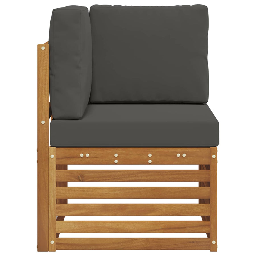Buiten Hoek Sofa Massief Acaciahout Naturel Natuurlijk en antraciet