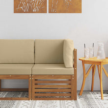 Buiten Hoek Sofa Massief Acaciahout Naturel Natuurlijk en beige