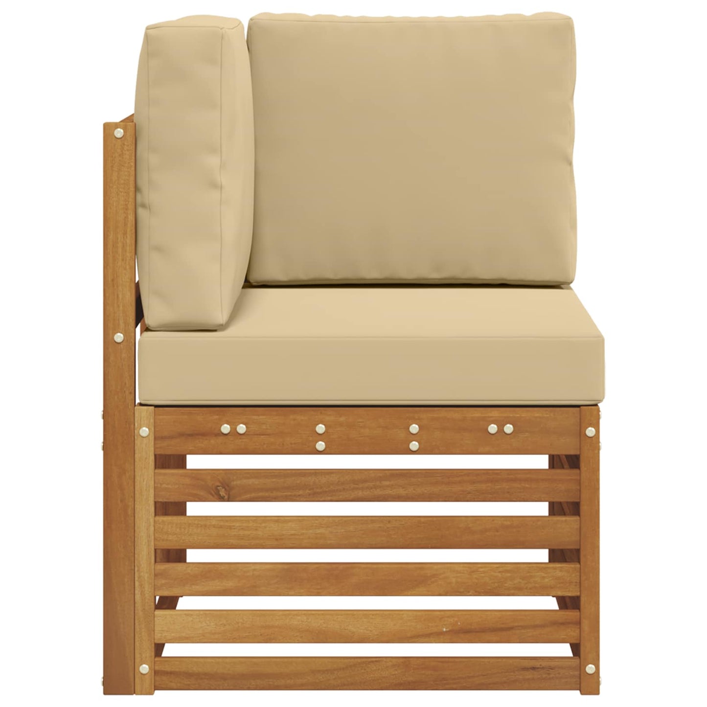 Buiten Hoek Sofa Massief Acaciahout Naturel Natuurlijk en beige