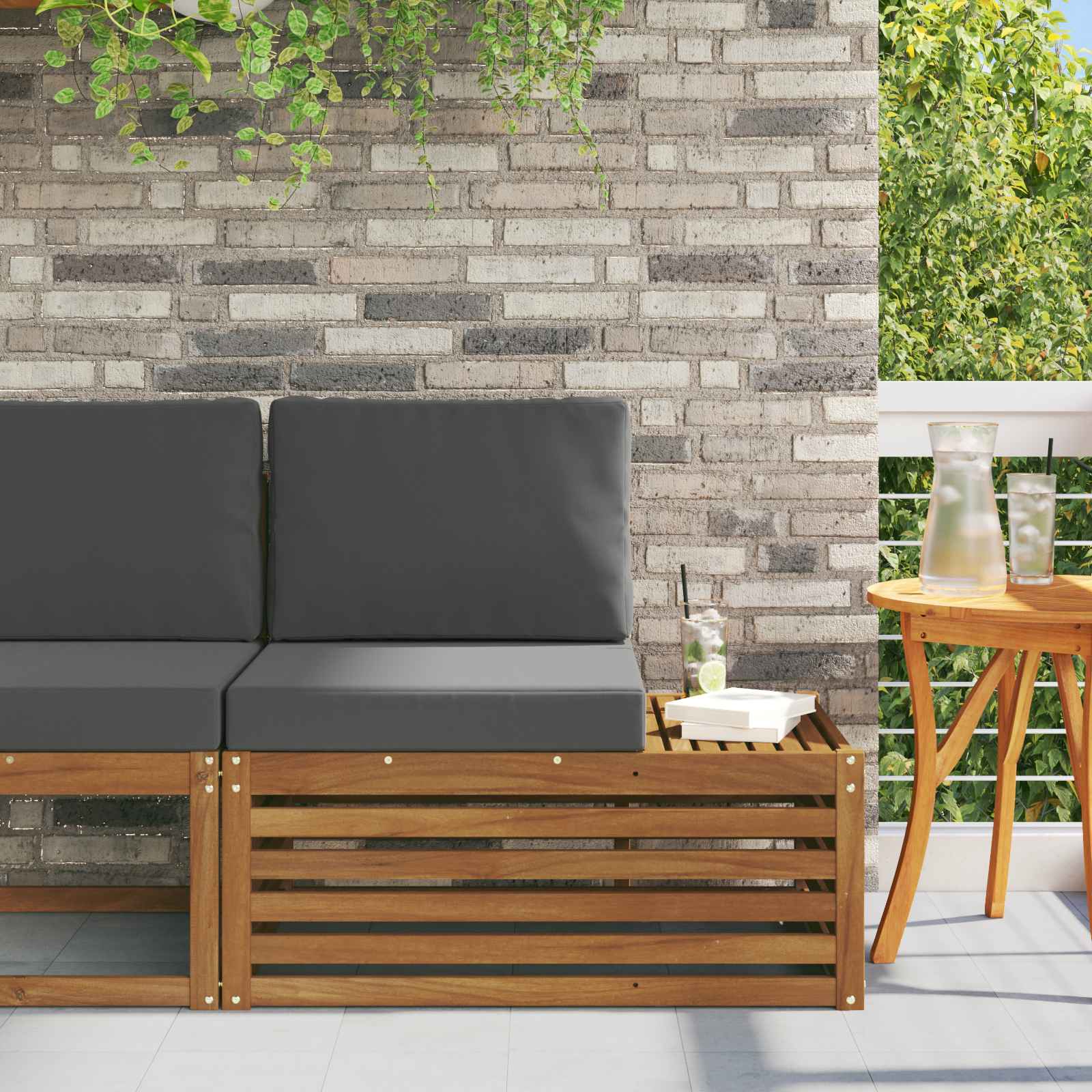 Buiten Eindbank Naturel 91 x 63 x 73 cm Massief Acaciahout