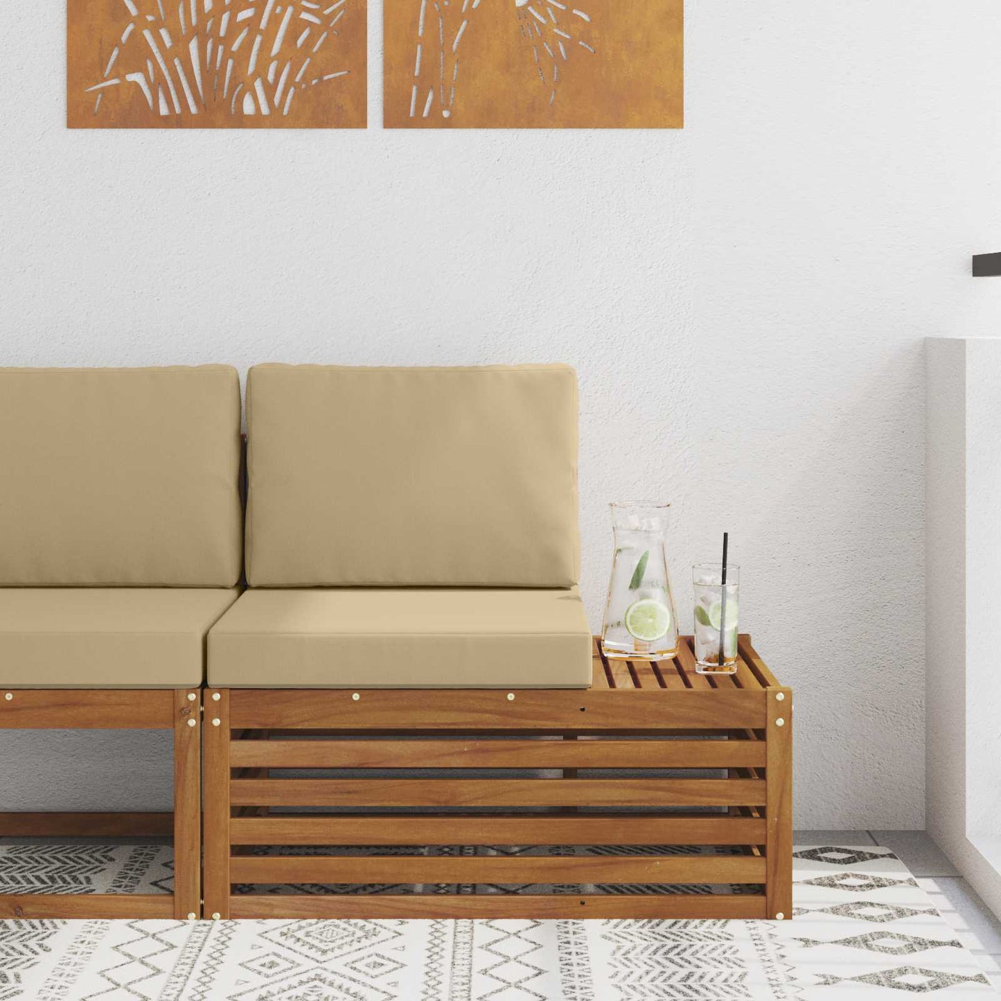 Buiten Eindbank Naturel 91 x 63 x 73 cm Massief Acaciahout