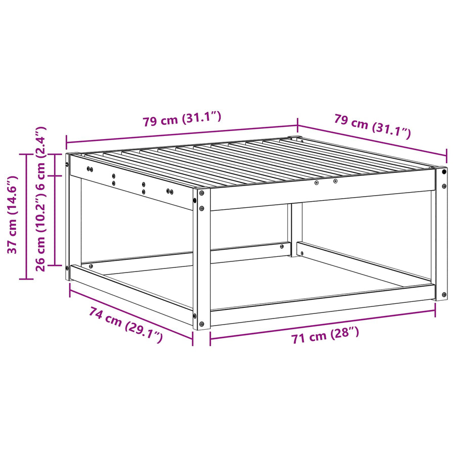 Buiten Voetenbank Massief Acaciahout Naturel 79 x 79 x 37 cm