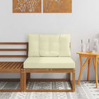 Outdoor Center Sofa Solid Acacia Wood Natural and Cream