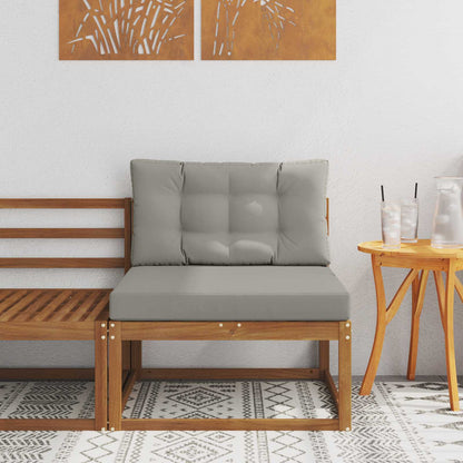 Buiten Midden Sofa Massief Acaciahout Naturel Natuurlijk en lichtgrijs