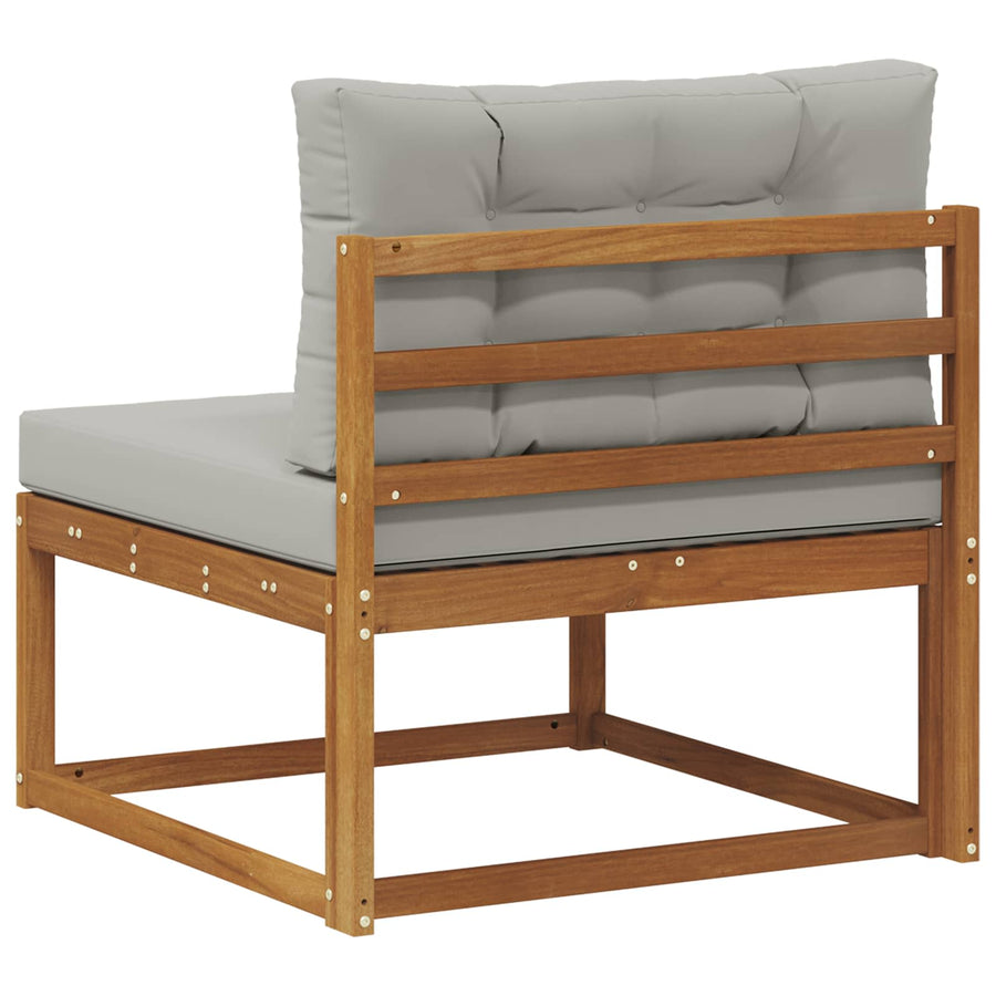 Buiten Midden Sofa Massief Acaciahout Naturel Natuurlijk en lichtgrijs