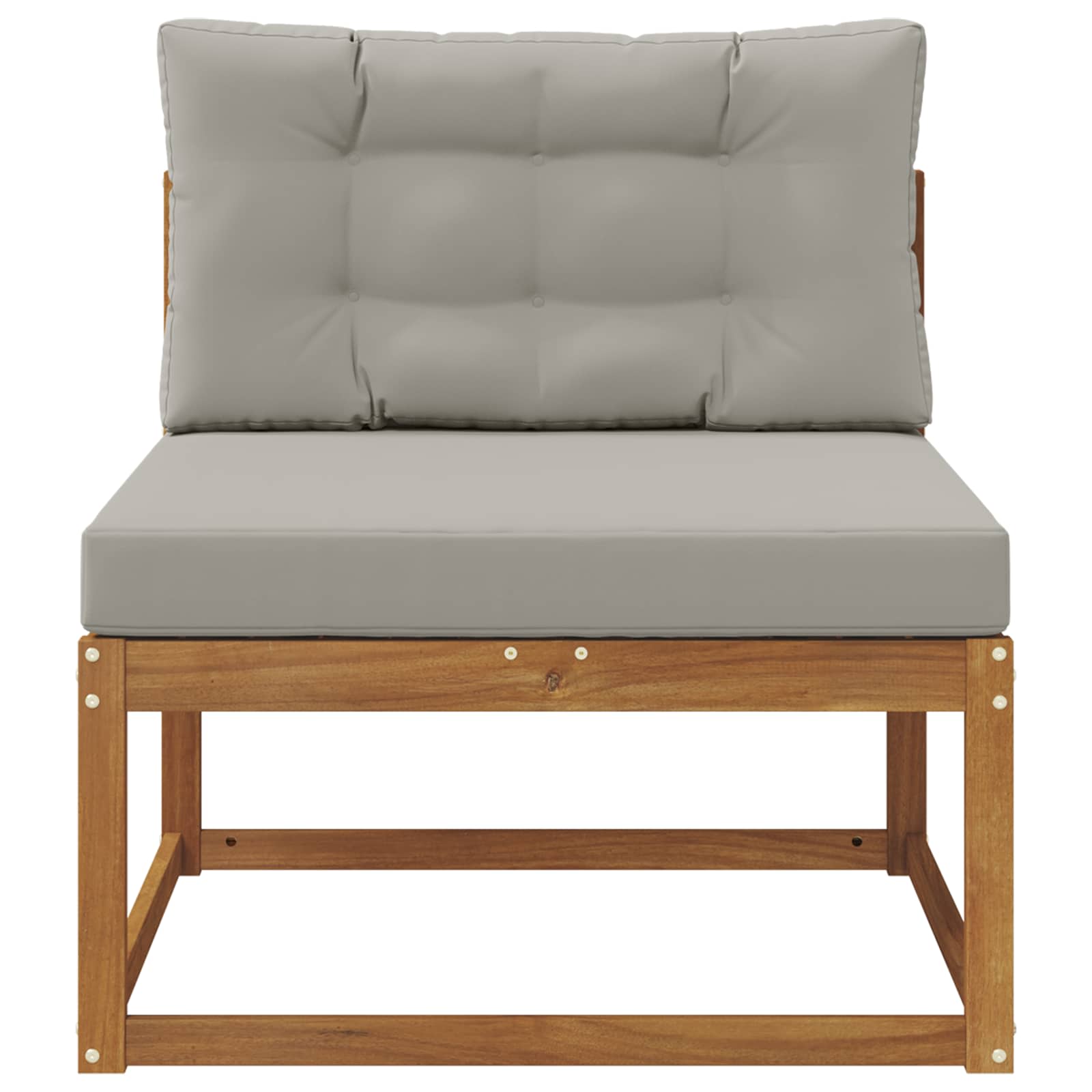 Buiten Midden Sofa Massief Acaciahout Naturel Natuurlijk en lichtgrijs