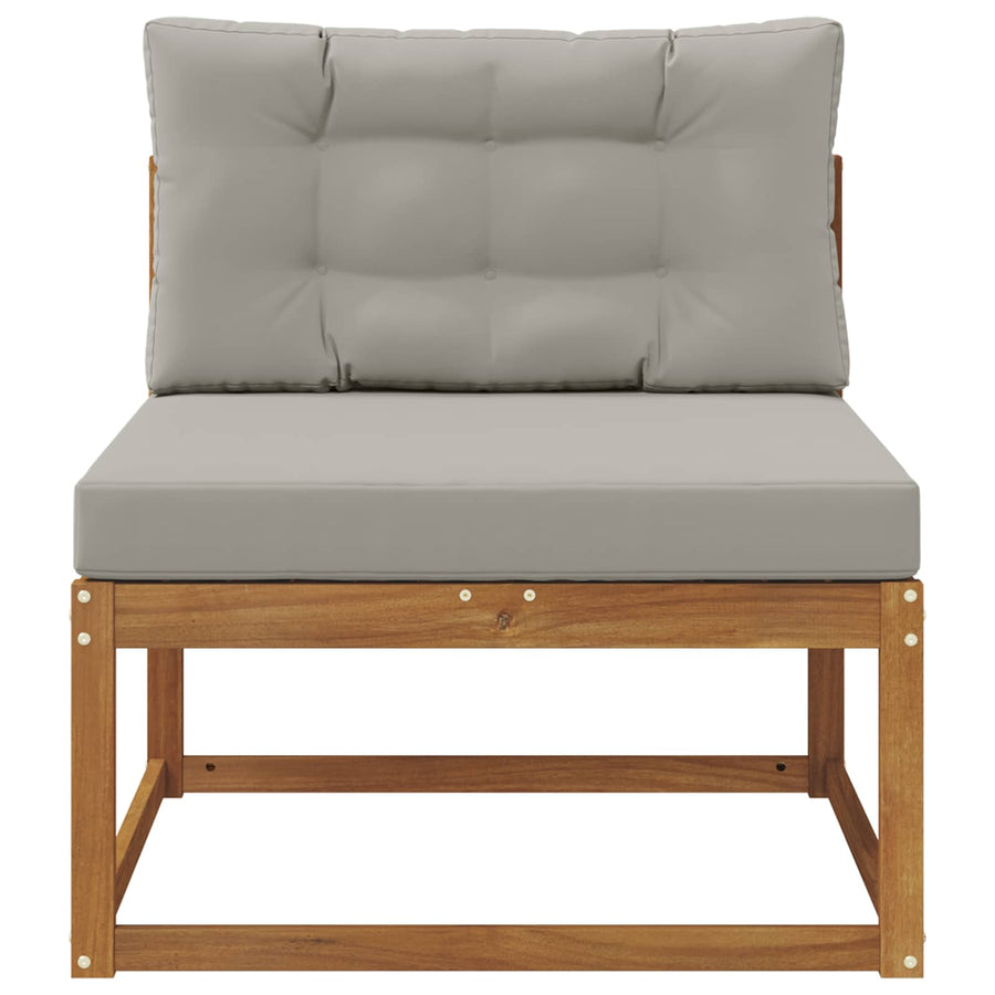 Buiten Midden Sofa Massief Acaciahout Naturel Natuurlijk en lichtgrijs