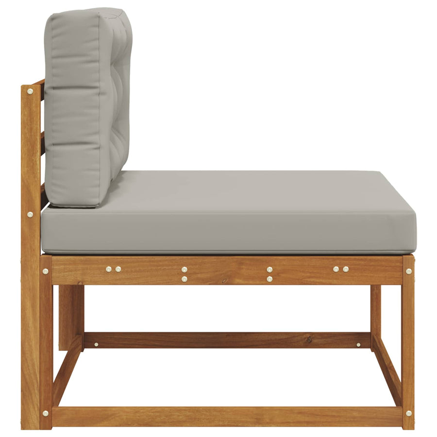 Buiten Midden Sofa Massief Acaciahout Naturel Natuurlijk en lichtgrijs
