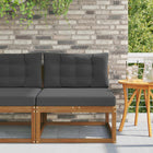 Outdoor Middle Sofa Solid Acacia Wood Natural and Anthracite