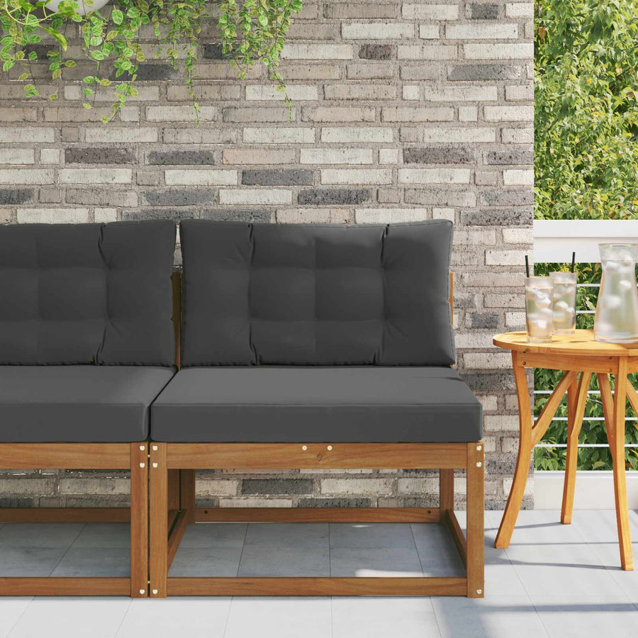Buiten Midden Sofa Massief Acaciahout Naturel Natuurlijk en antraciet