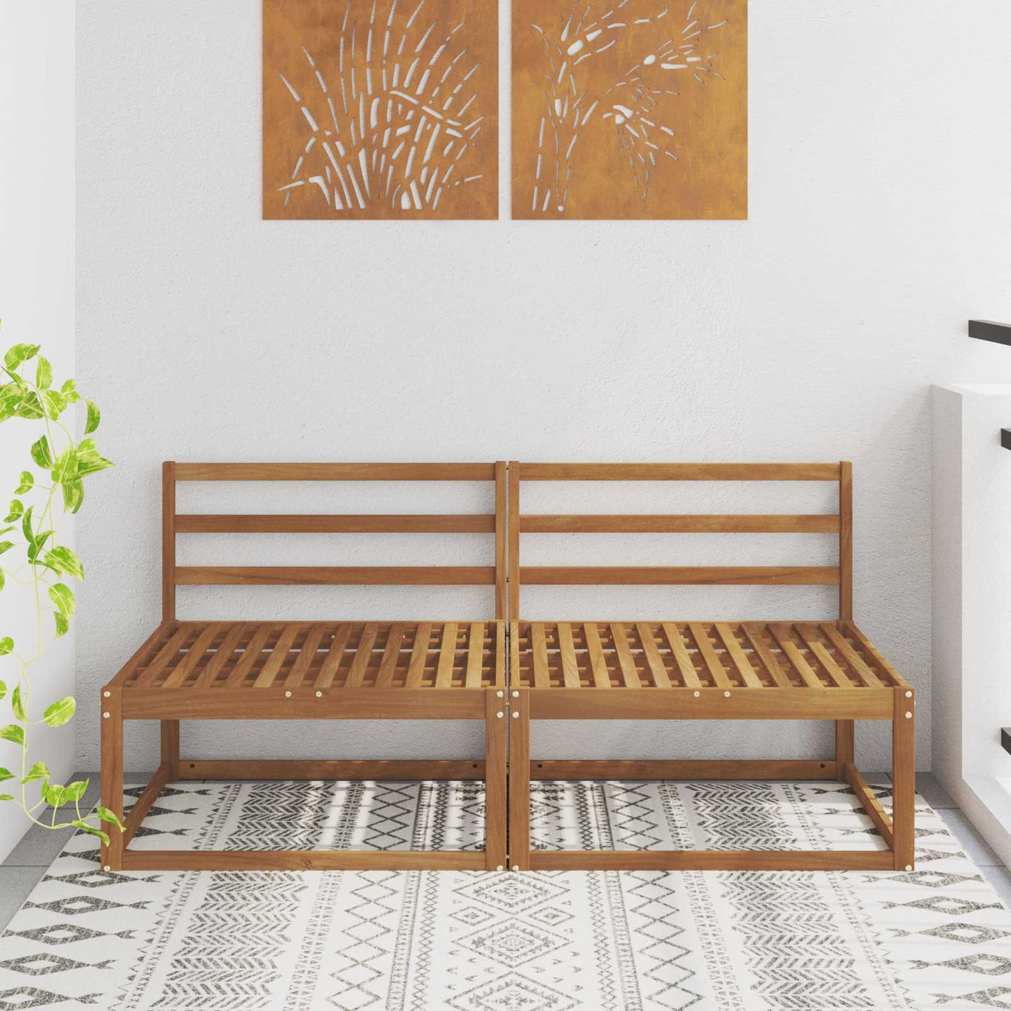2 Stuk Buiten Midden Sofa Massief Acaciahout Naturel