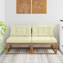 Buiten Midden Sofa met kussen 2 Stuk Naturel Massief Acaciahout