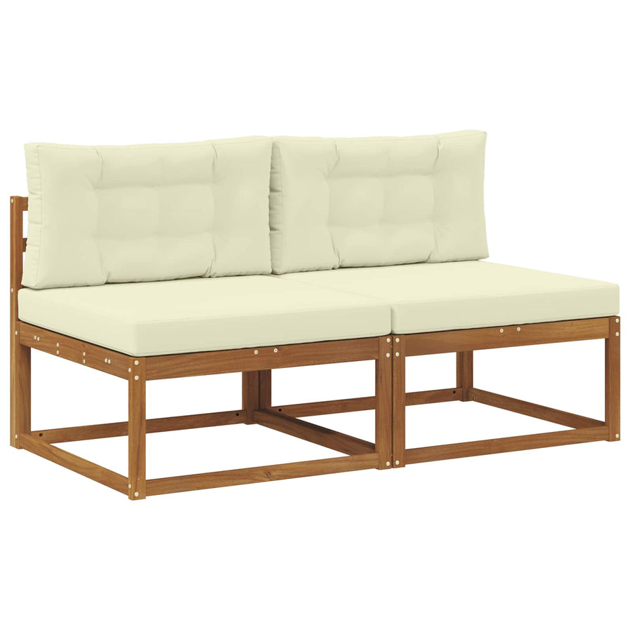 Buiten Midden Sofa met kussen 2 Stuk Naturel Massief Acaciahout