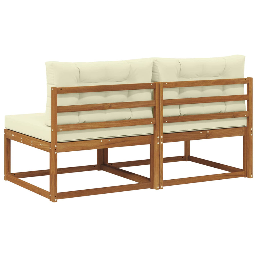 Buiten Midden Sofa met kussen 2 Stuk Naturel Massief Acaciahout